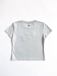 Chi Applique Baby Tee - Grey & Red