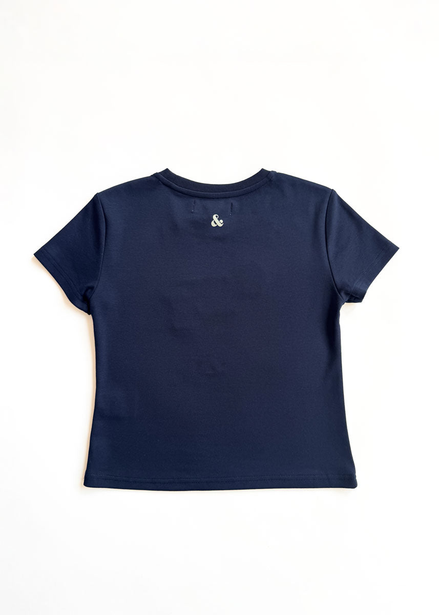 Chi Applique Baby Tee - Navy & Ivory
