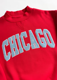 Chicago Collegiate Puff Mock Neck Sweatshirt - Red & Sky Blue