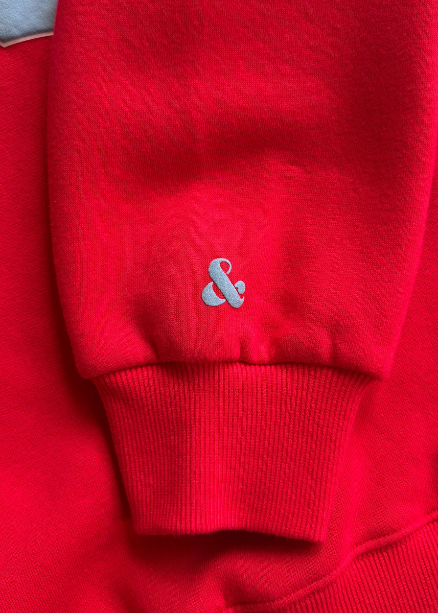 Chicago Collegiate Puff Mock Neck Sweatshirt - Red & Sky Blue