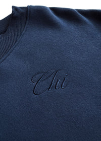 Chi Embroidered V-Neck Sweatshirt - Collegiate Blue