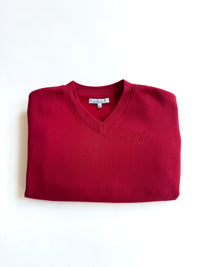 Chi Embroidered V-Neck Sweatshirt - Varsity Red