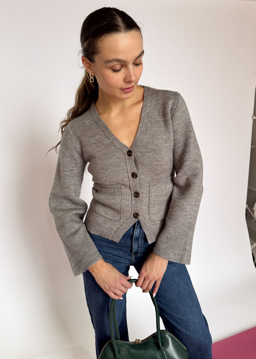 The Mona Cardigan - Heather Grey