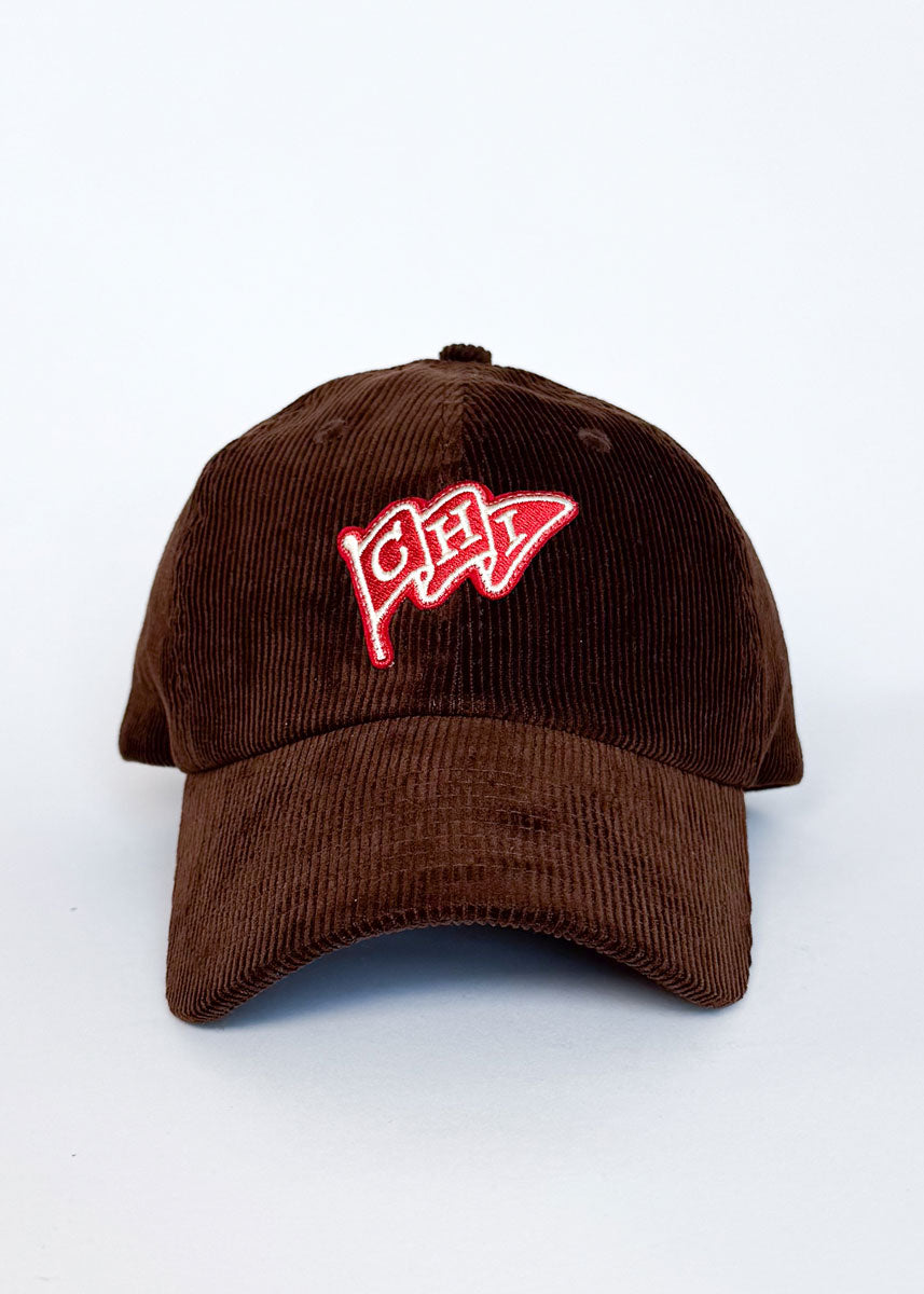Chi Pennant Dad Hat - Brown Corduroy