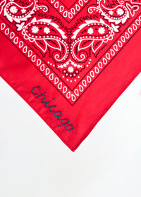 Chicago Stitch Embroidered Bandana - Windy City Red