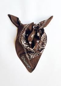 Chicago Stitch Embroidered Bandana - Brown