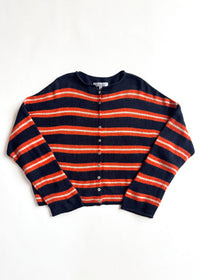 Piper Varsity Stripe Cardigan - Navy & Orange
