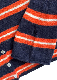 Piper Varsity Stripe Cardigan - Navy & Orange