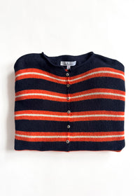 Piper Varsity Stripe Cardigan - Navy & Orange