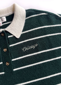 Chicago Embroidered Striped Polo - Green