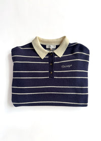 Chicago Embroidered Striped Polo - Navy