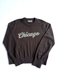Chicago Script Crop Sweater - Mocha