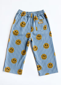 Striped Denim Smiley Pant