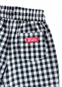 Gingham Ruffle Hem Pant - Black & White