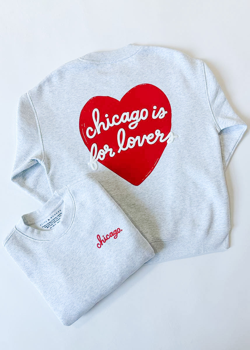 Chicago is For Lovers Crewneck Sweatshirt - Heather Grey