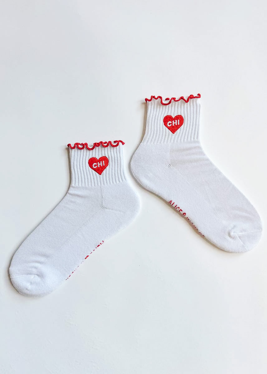Chi Heart Ruffle Sock