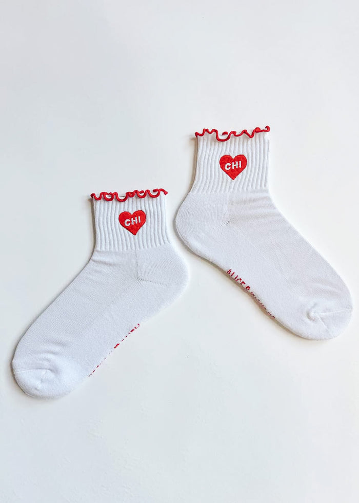 Chi Heart Ruffle Sock