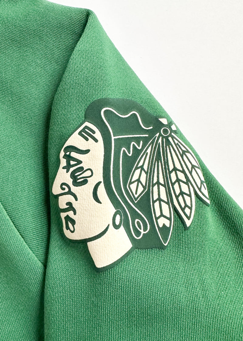 Chicago Blackhawks Striped Rib Crewneck - Green