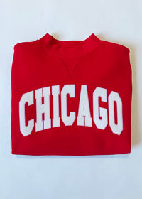 Chicago Mock Neck Sweatshirt - Red & Pink