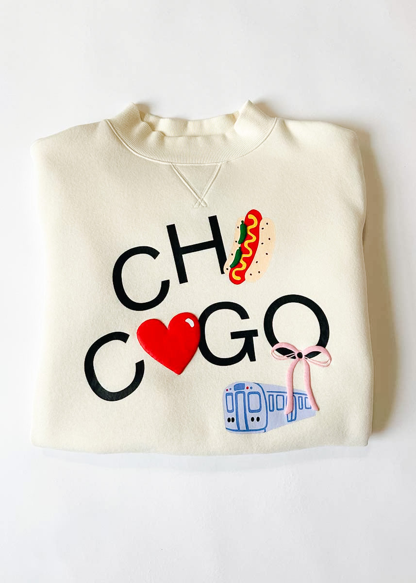 Chicago Love Mock Neck Sweatshirt - Cream