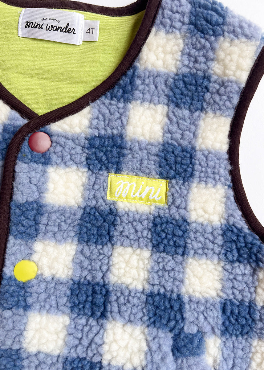 Fleece Vest - Blue Check