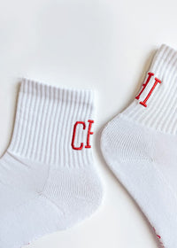 Chi Embroidered Crew Sock - Red