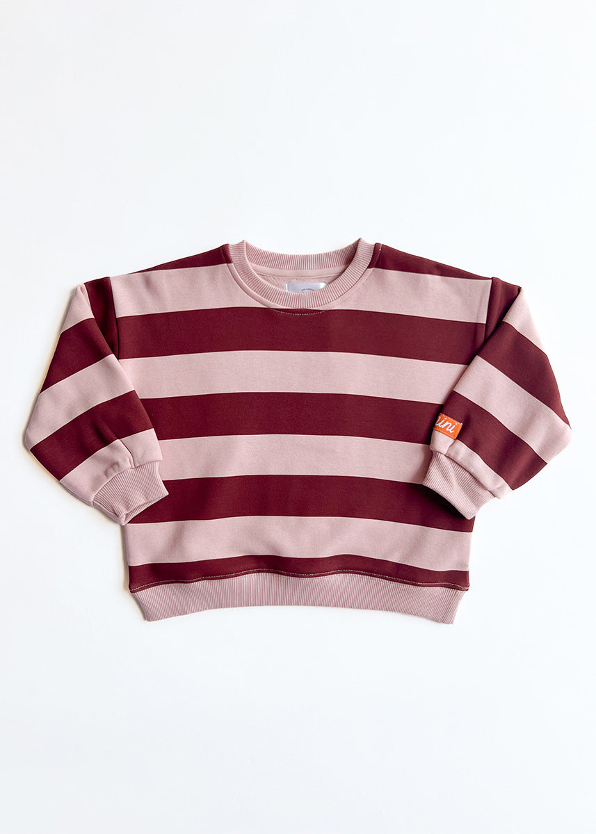 Striped Sweatshirt - Burgundy & Pink
