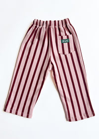 Striped French Terry Pant - Pink & Burgundy