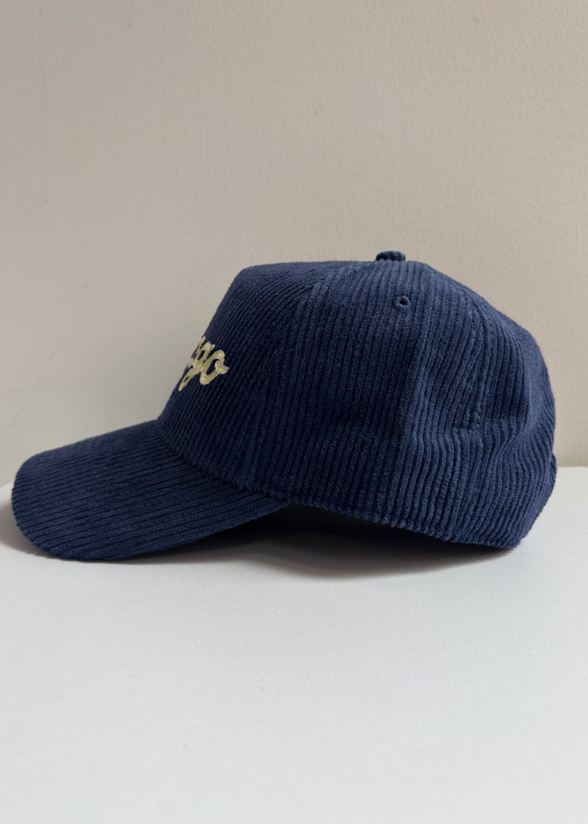 Chicago Forever Wide Whale Cord Hat - Navy & Butter