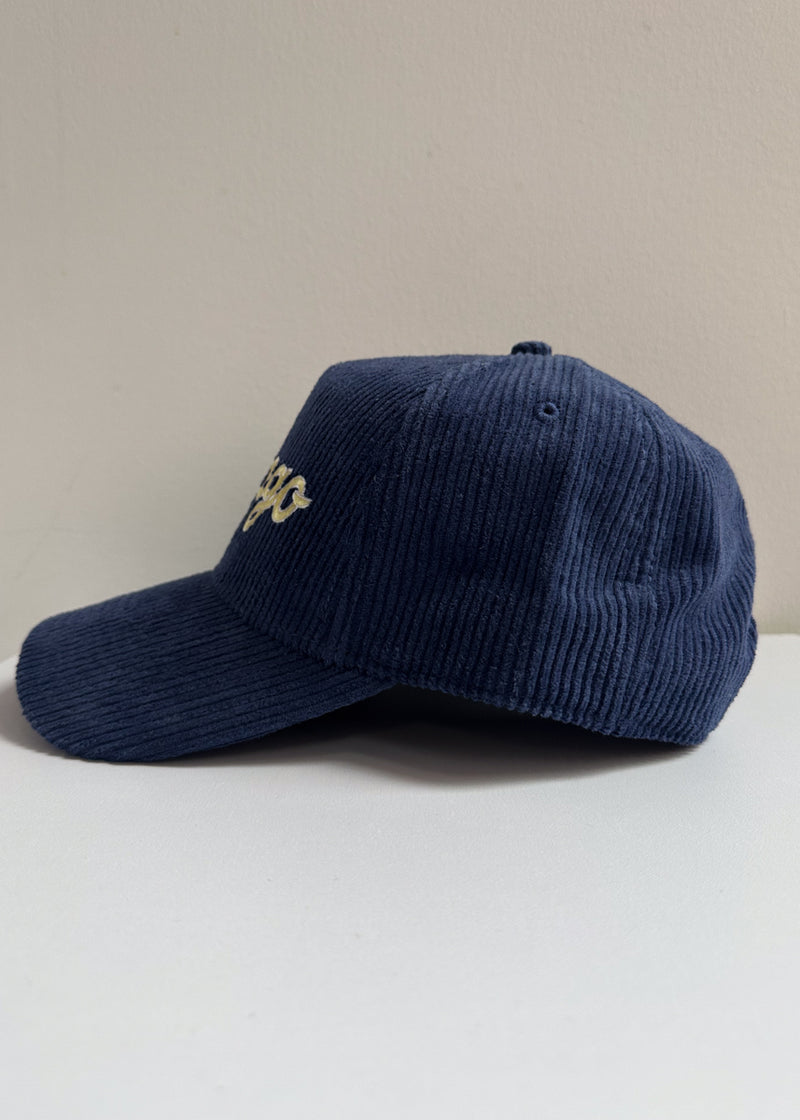 Chicago Forever Wide Whale Cord Hat - Navy & Butter