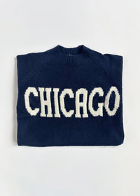 Chicago Crop Sweater - Navy & White