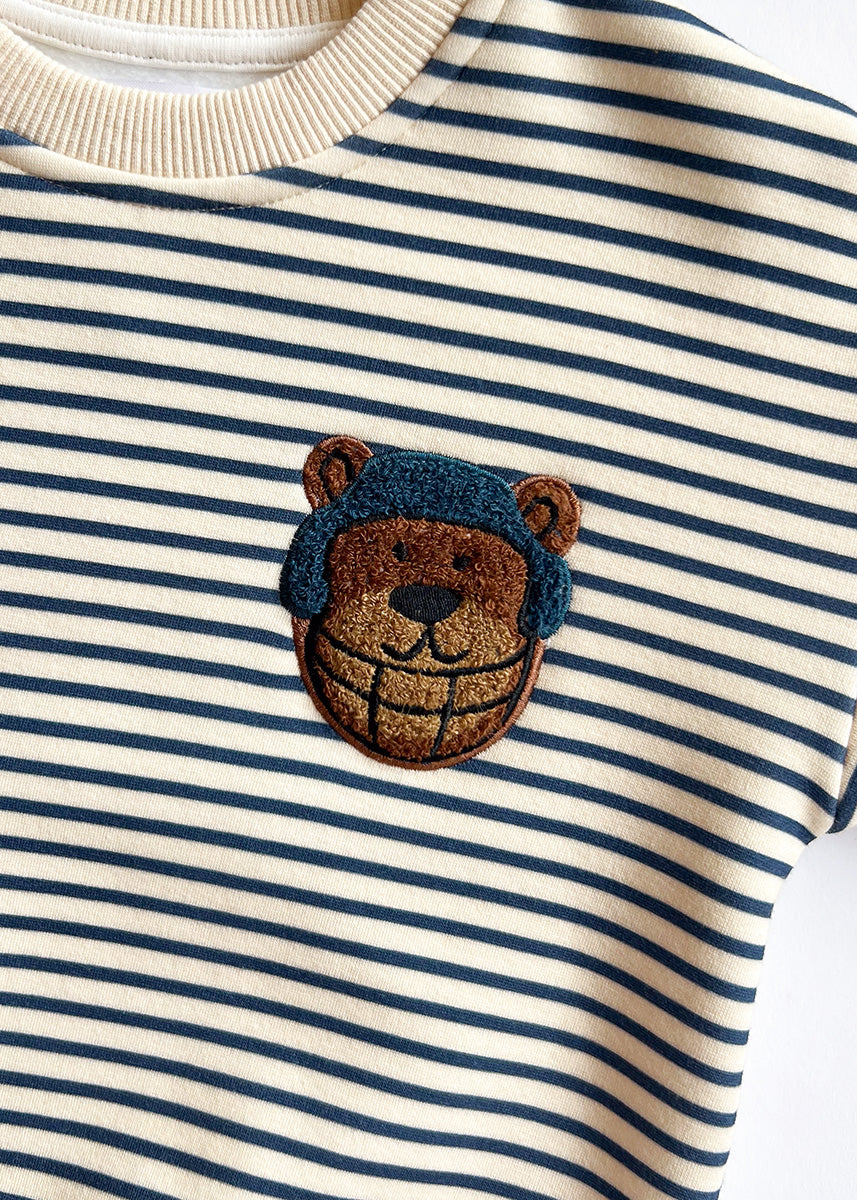 Mr. Bear Patch Stripe Sweatshirt