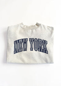 New York Collegiate Gingham Mock Neck Sweatshirt - Grey