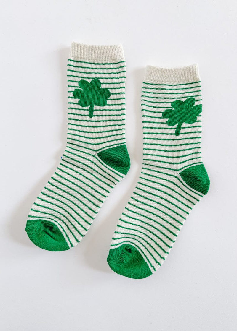 Kids Striped Shamrock Socks