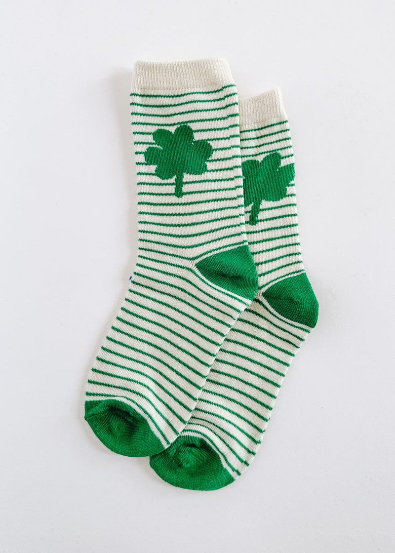 Kids Striped Shamrock Socks