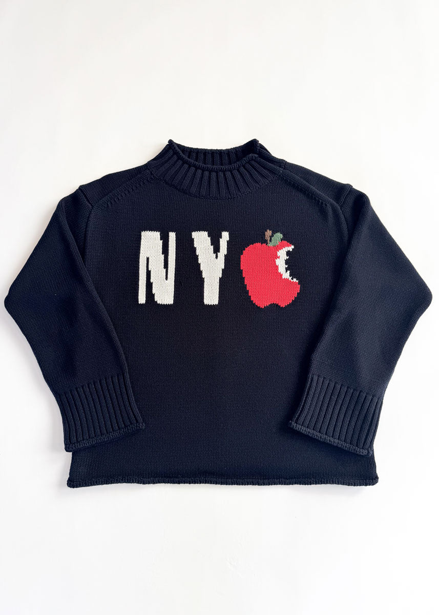 NYC Big Apple Roll Neck Sweater - Navy