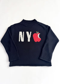 NYC Big Apple Roll Neck Sweater - Navy