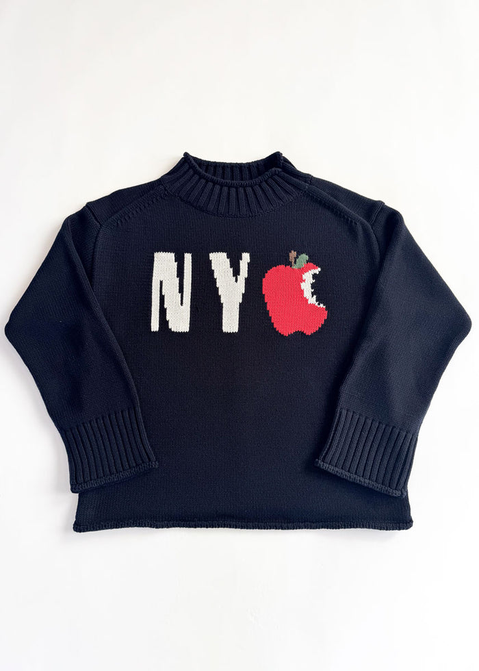 NYC Big Apple Roll Neck Sweater - Navy
