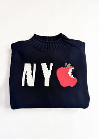 NYC Big Apple Roll Neck Sweater - Navy