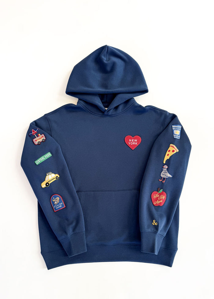 New York Icons Patch Hoodie - Navy