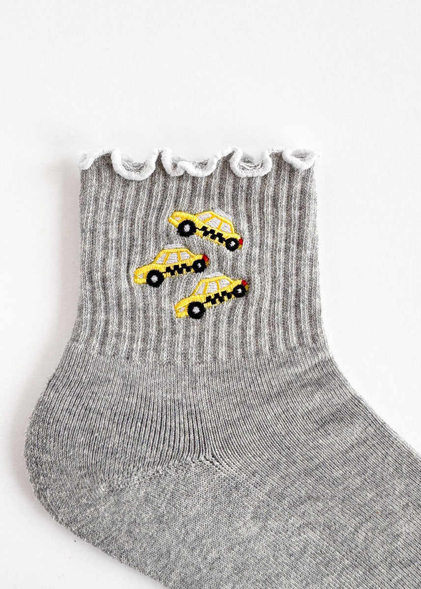NYC Taxi Icon Ruffle Sock - Grey