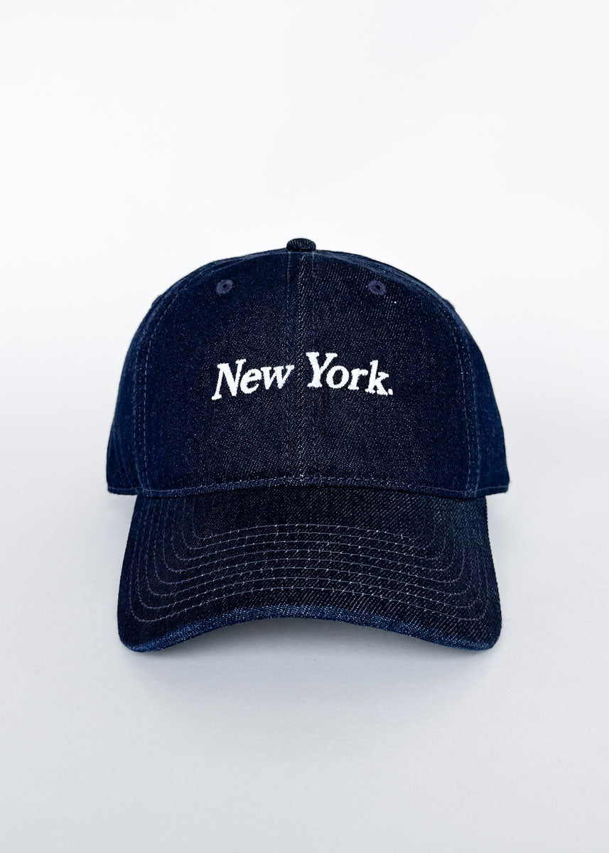 New York. Dad Hat - Dark Denim & White Embroidery