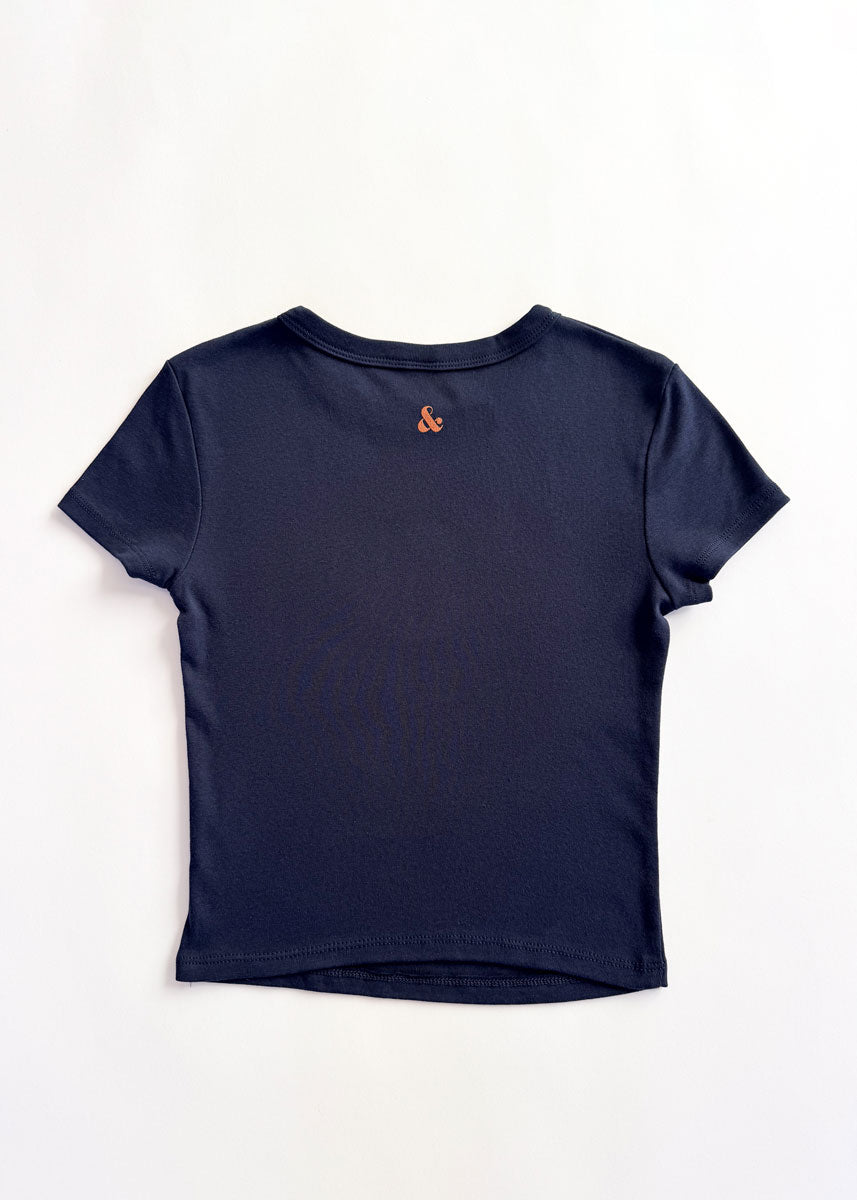 New York Basketball Baby Tee - Navy