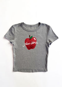 The Big Apple Baby Tee - Heather Grey