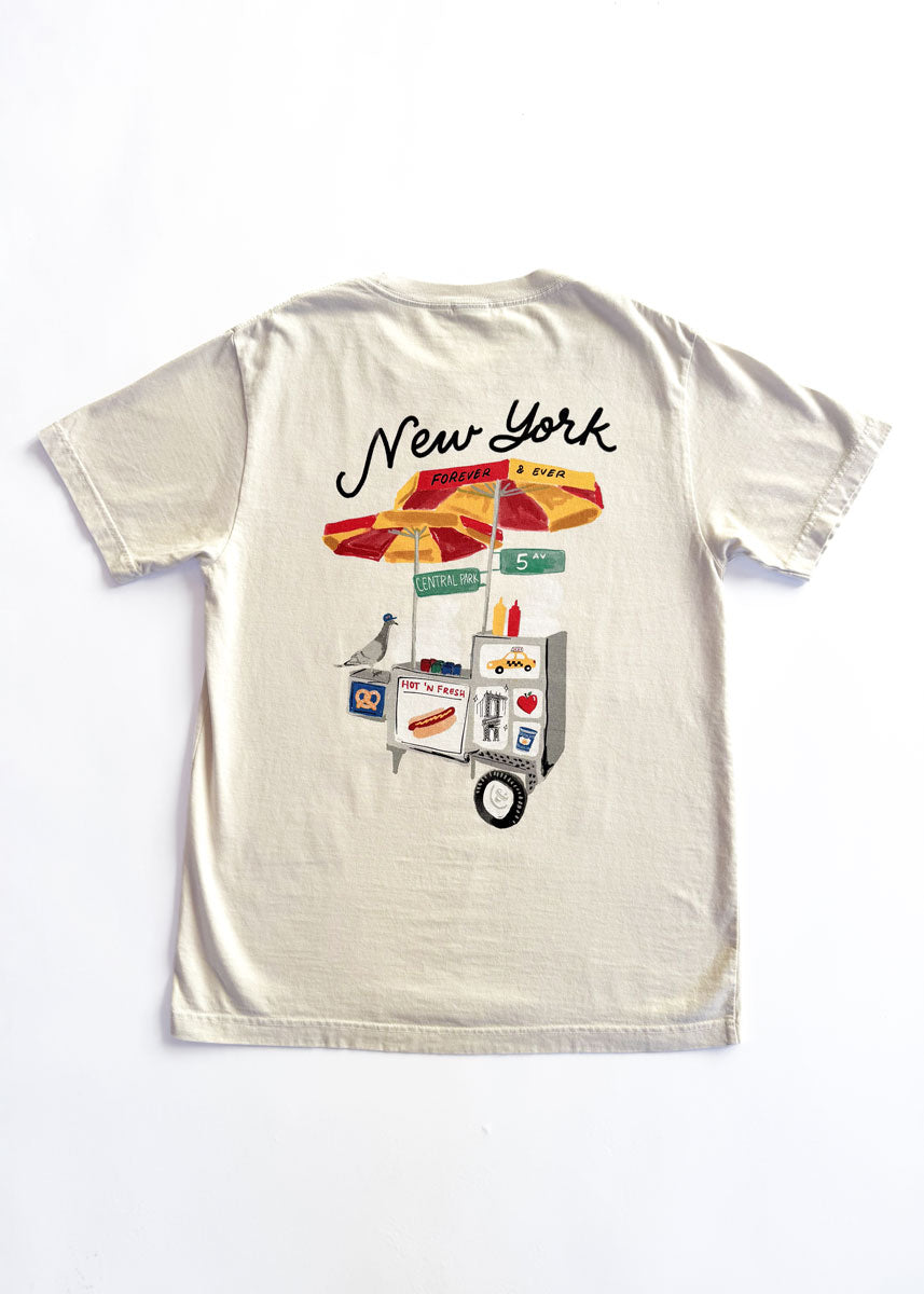 NYC Hot Dog Stand Unisex Tee - Natural