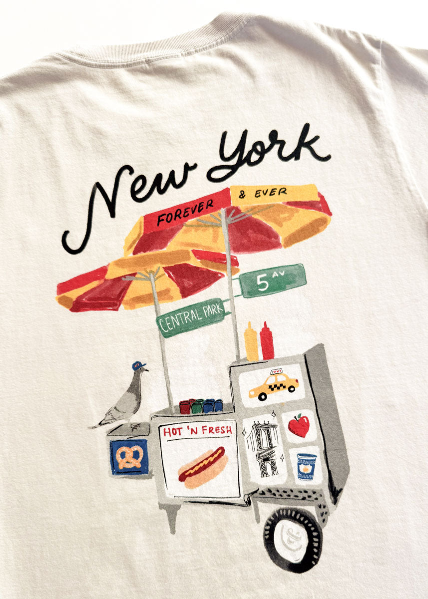 NYC Hot Dog Stand Unisex Tee - Natural