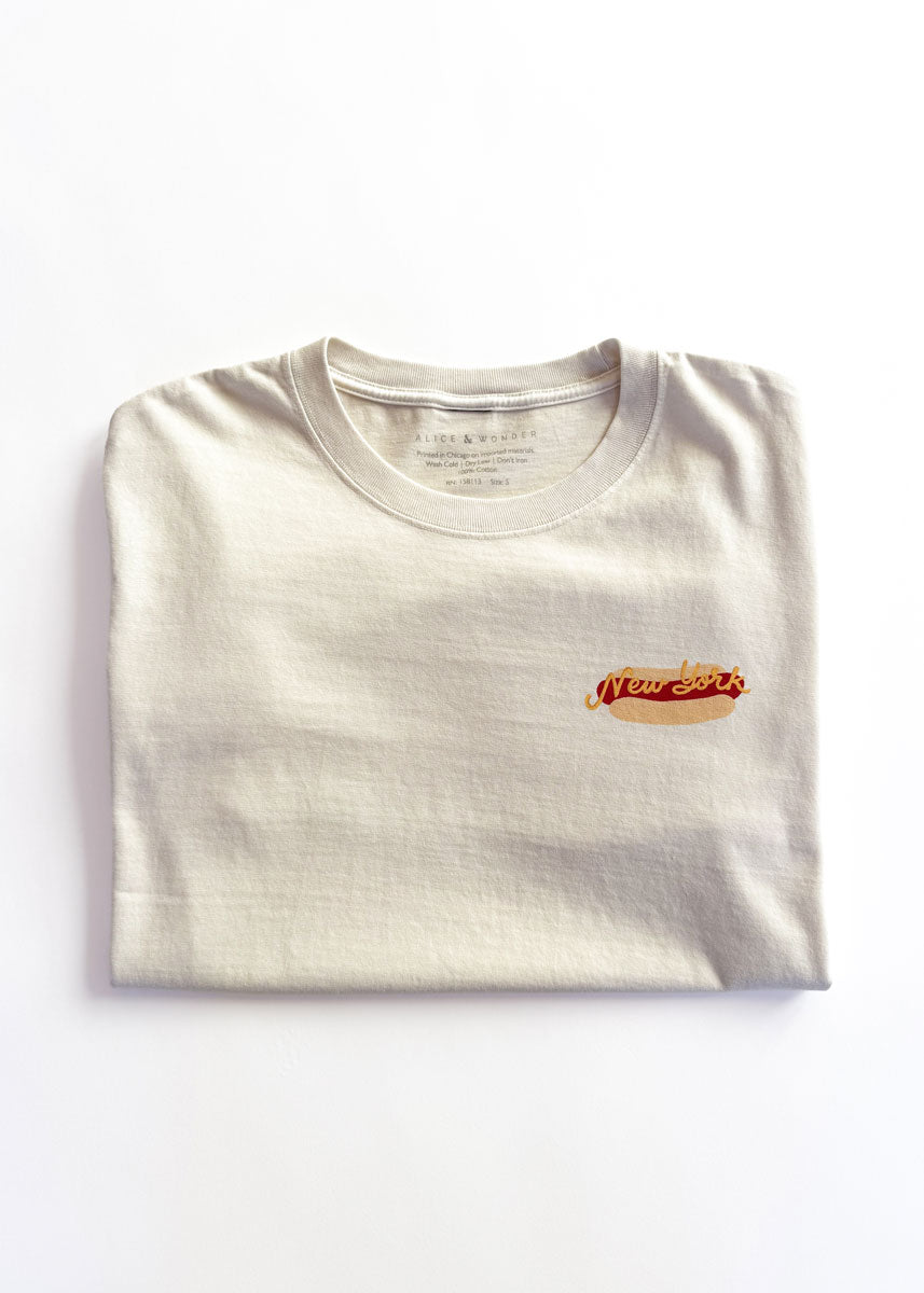 NYC Hot Dog Stand Unisex Tee - Natural
