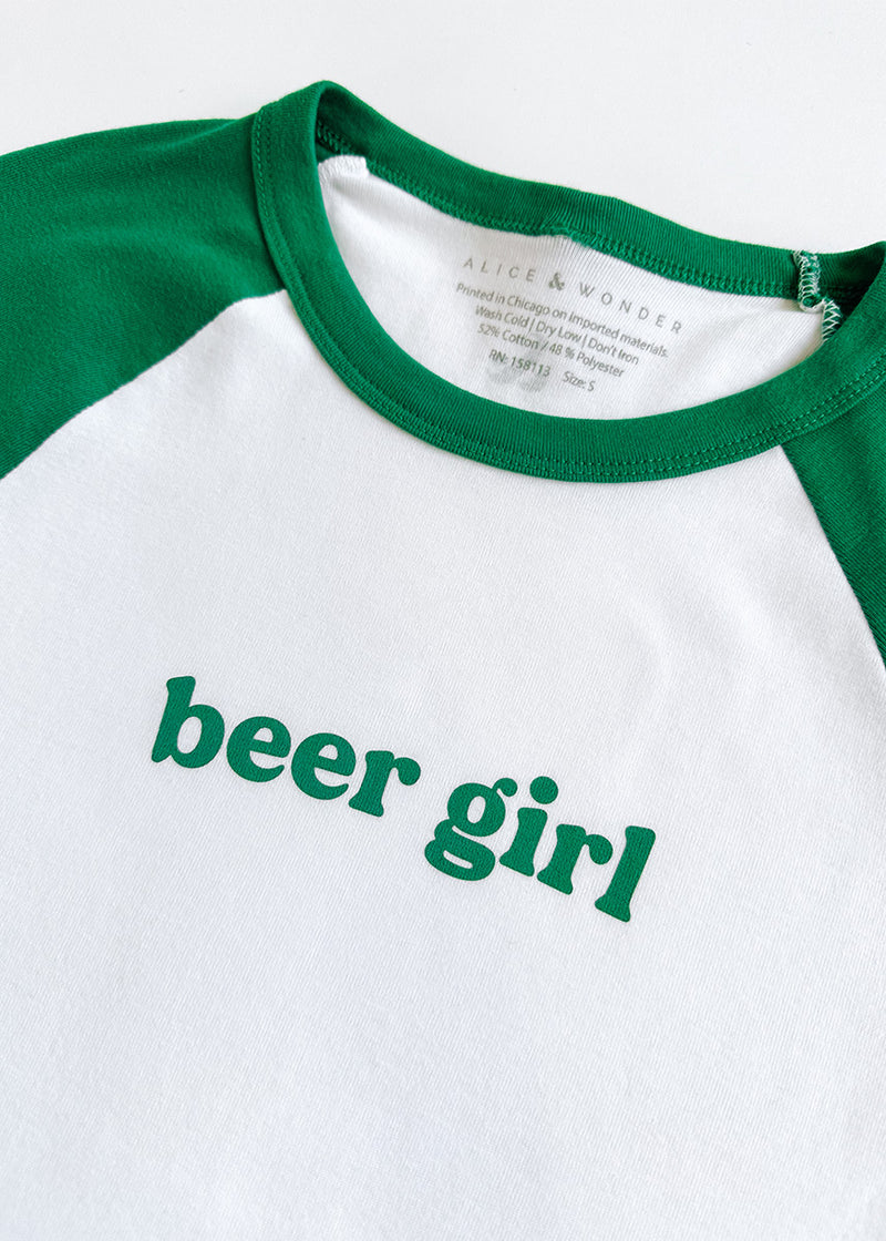 Green Beer Girl Raglan Baby Tee