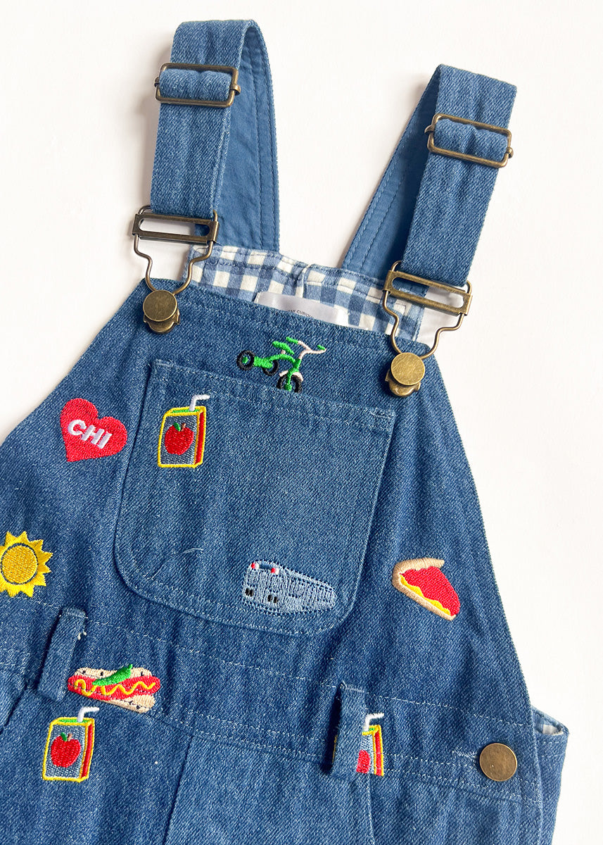 Chi Icons Embroidered Denim Overalls