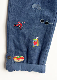 Chi Icons Embroidered Denim Overalls